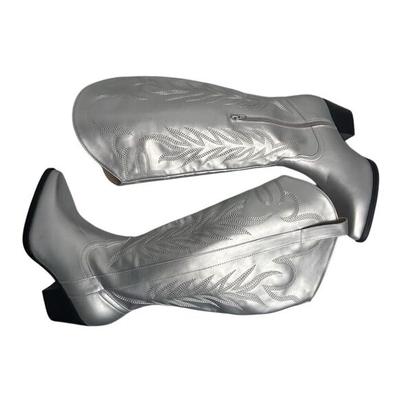 Arula Women's Silver Knee-High Cowboy Boots Size 9 Western Style - Picture 7 of 15